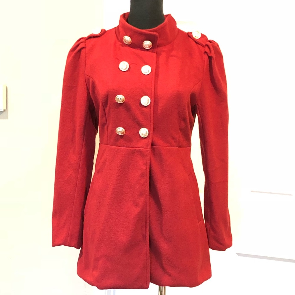 Buttoned Long Sleeves Turtleneck Coat